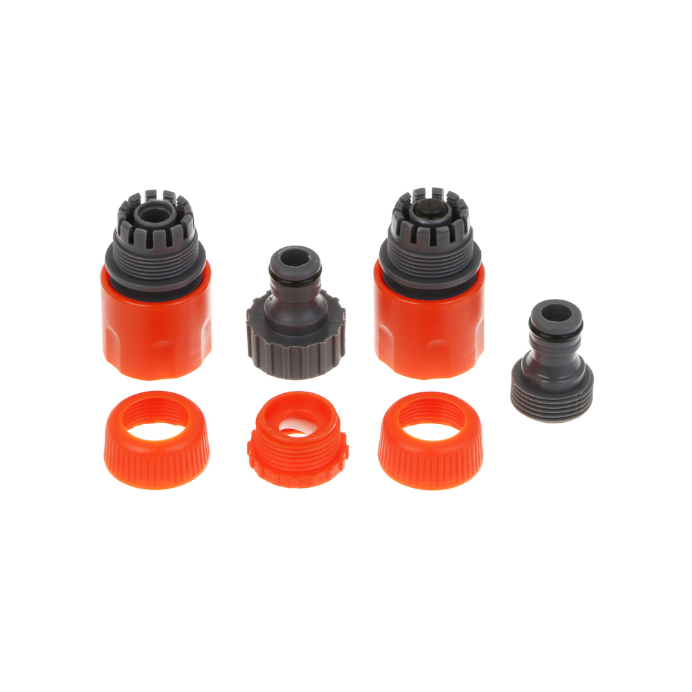 INBLOOM Набор для полива (пистолет 5 реж- 1шт., 1/2" коннектор- 2шт., 1/2"-3/4" штуцер-1шт.) ПП, арт.№ 160-001