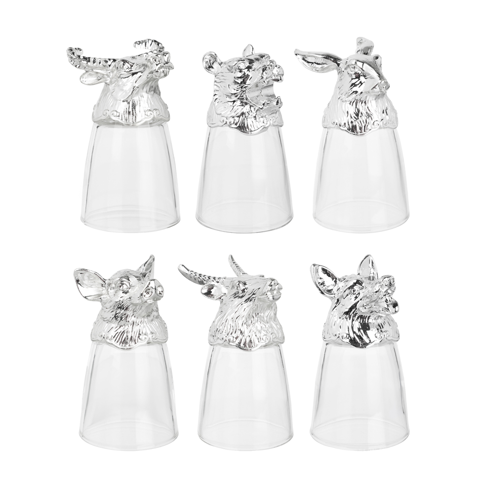 Набор стопок перевертышей тм MILLIMI, 30мл, серебро, стекло, 6шт, арт.№ 878-713