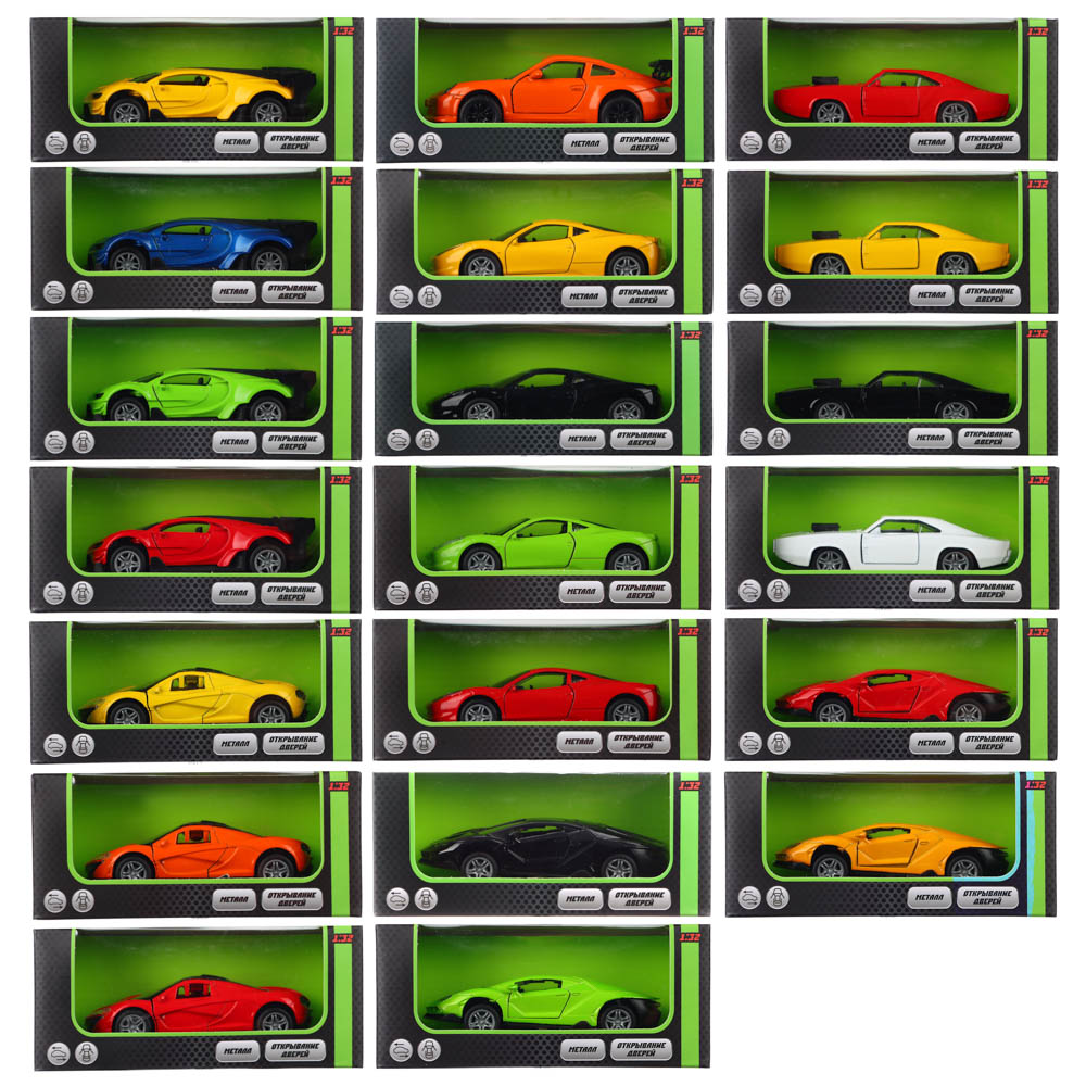 ИГРОЛЕНД Машинка инерционная, 1:32, двери открываются, алюминий, 12х6х4см, 20 дизайнов, арт.№ 292-137