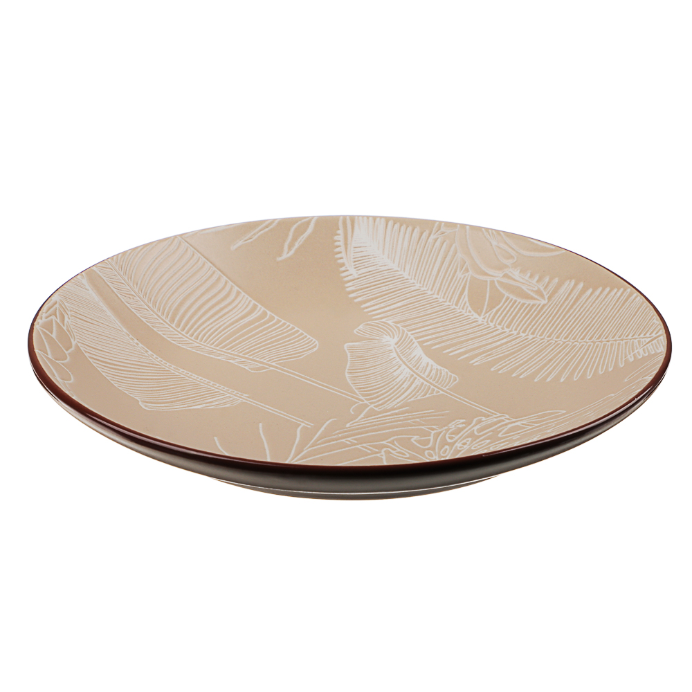 MILLIMI Листья Тарелка десертная, 19,5х2см, керамика, бежевый, арт.№ 824-056