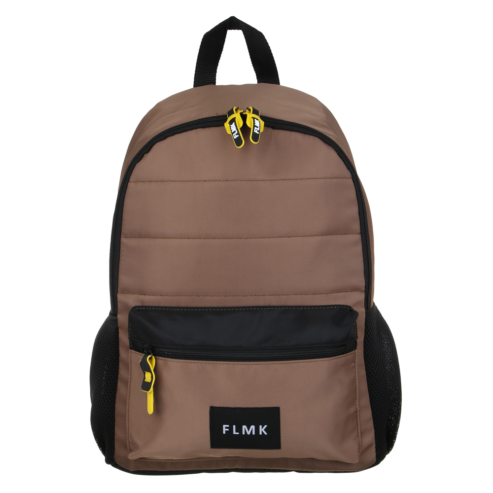 Рюкзак универсальный 40х30х15см, 1 отд., 4 карм.(1 на спинке), нашивка, нейлон, силикон, кофейный, арт.№ 593-017