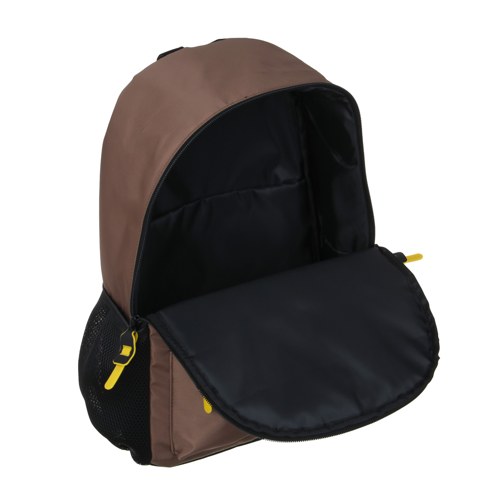 Рюкзак универсальный 40х30х15см, 1 отд., 4 карм.(1 на спинке), нашивка, нейлон, силикон, кофейный, арт.№ 593-017