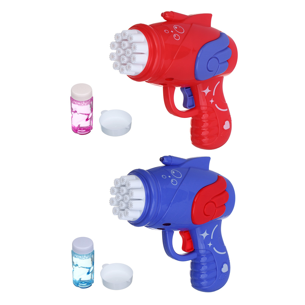 ИГРОЛЕНД Пистолет для выдувания мыльных пузырей, PP, 3хАА, 50 мл, мыльный р-р, 15х6,6х14,5 см, 3 дизайна, арт.№ 460-037