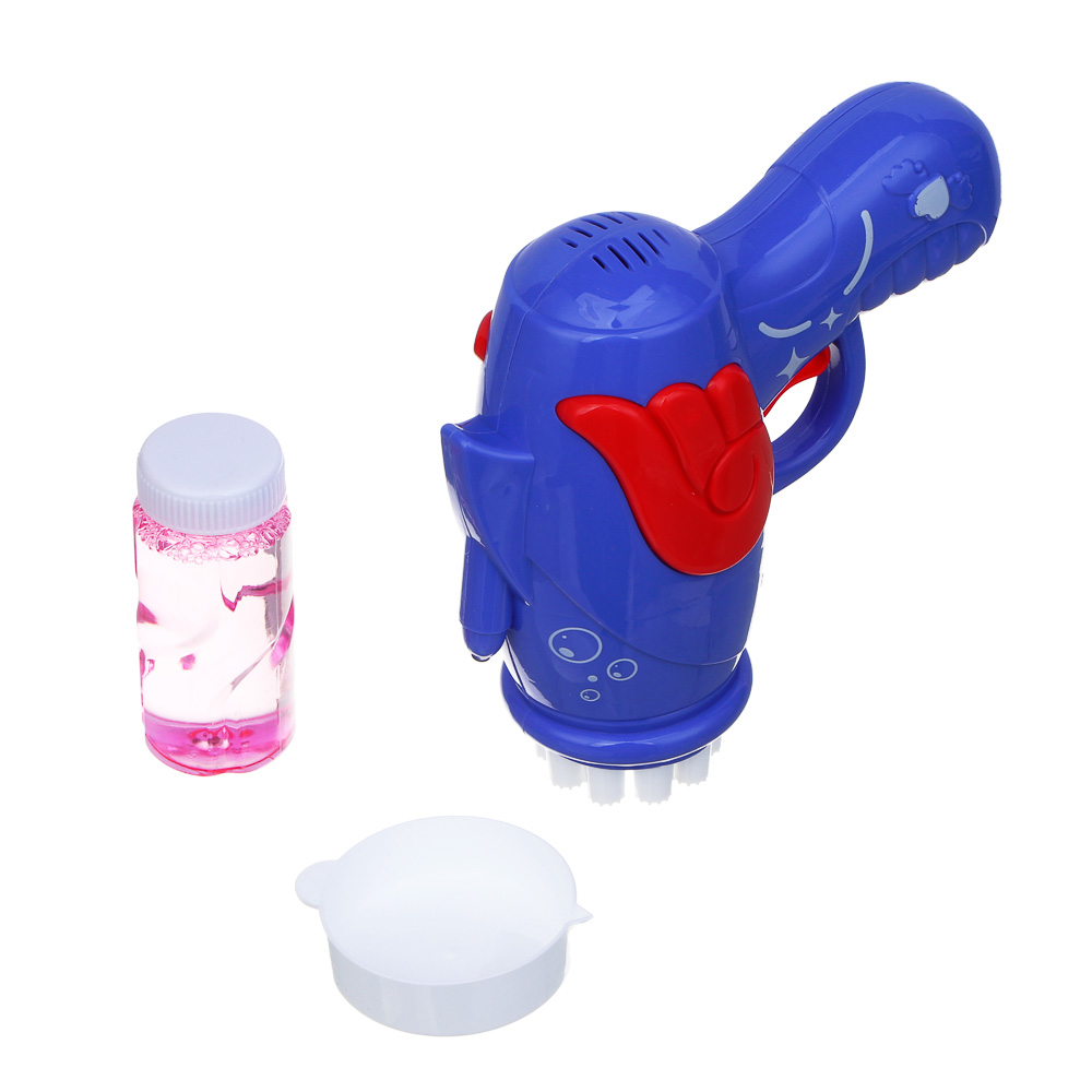ИГРОЛЕНД Пистолет для выдувания мыльных пузырей, PP, 3хАА, 50 мл, мыльный р-р, 15х6,6х14,5 см, 3 дизайна, арт.№ 460-037