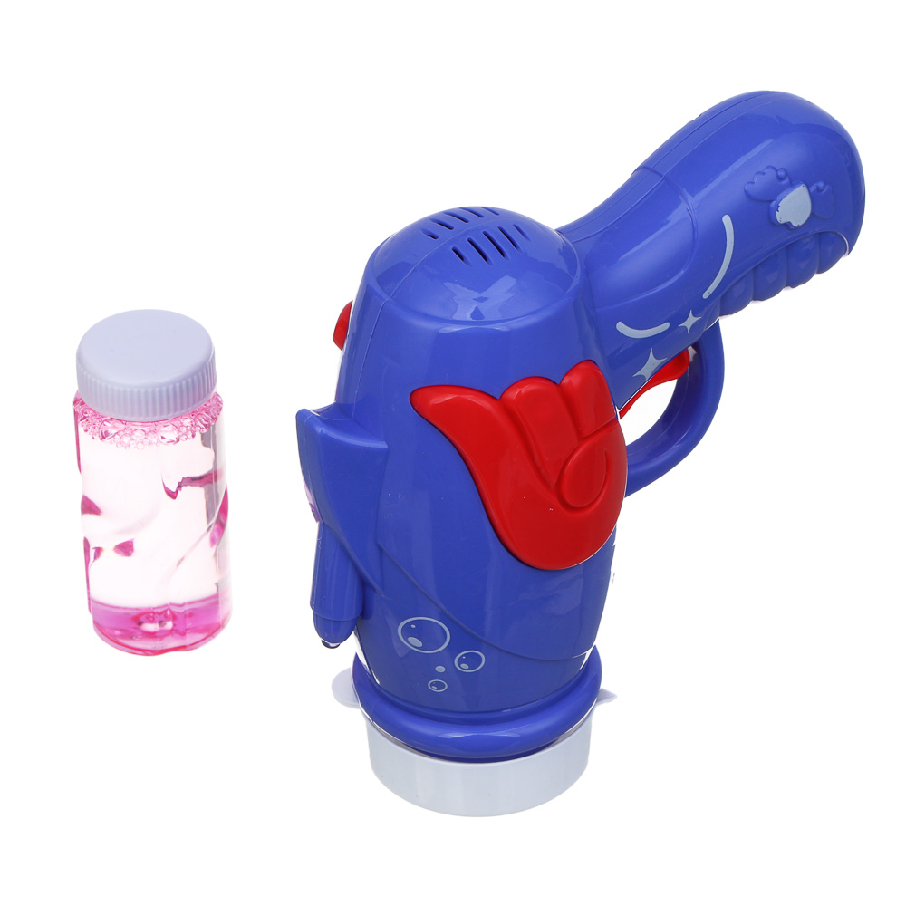 ИГРОЛЕНД Пистолет для выдувания мыльных пузырей, PP, 3хАА, 50 мл, мыльный р-р, 15х6,6х14,5 см, 3 дизайна, арт.№ 460-037