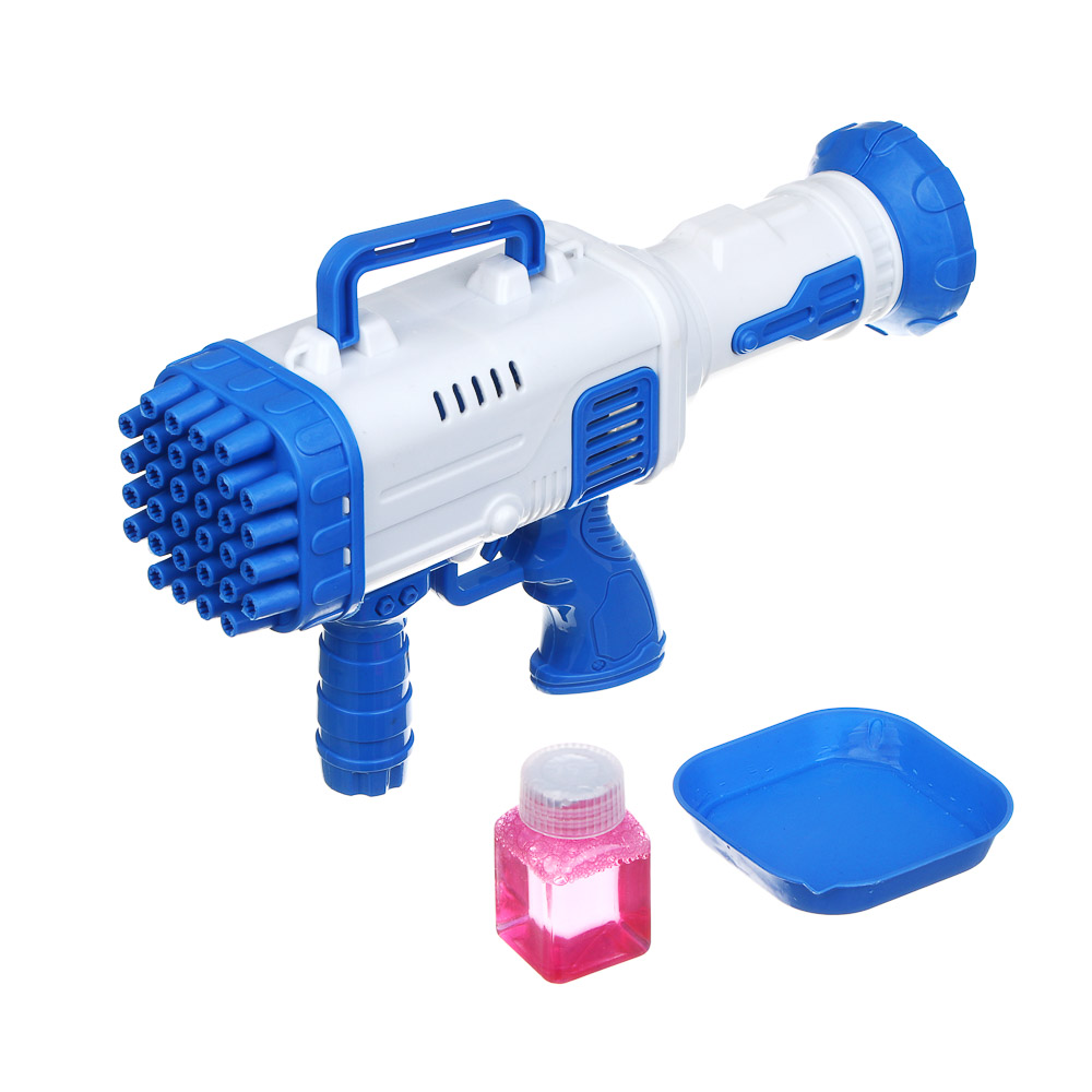 ИГРОЛЕНД Пулемет для мыльных пузырей, PP, 4хАА, 30 мл, мыльный раствор, 25,5х7х14,5 см, 2 цвета, арт.№ 460-038