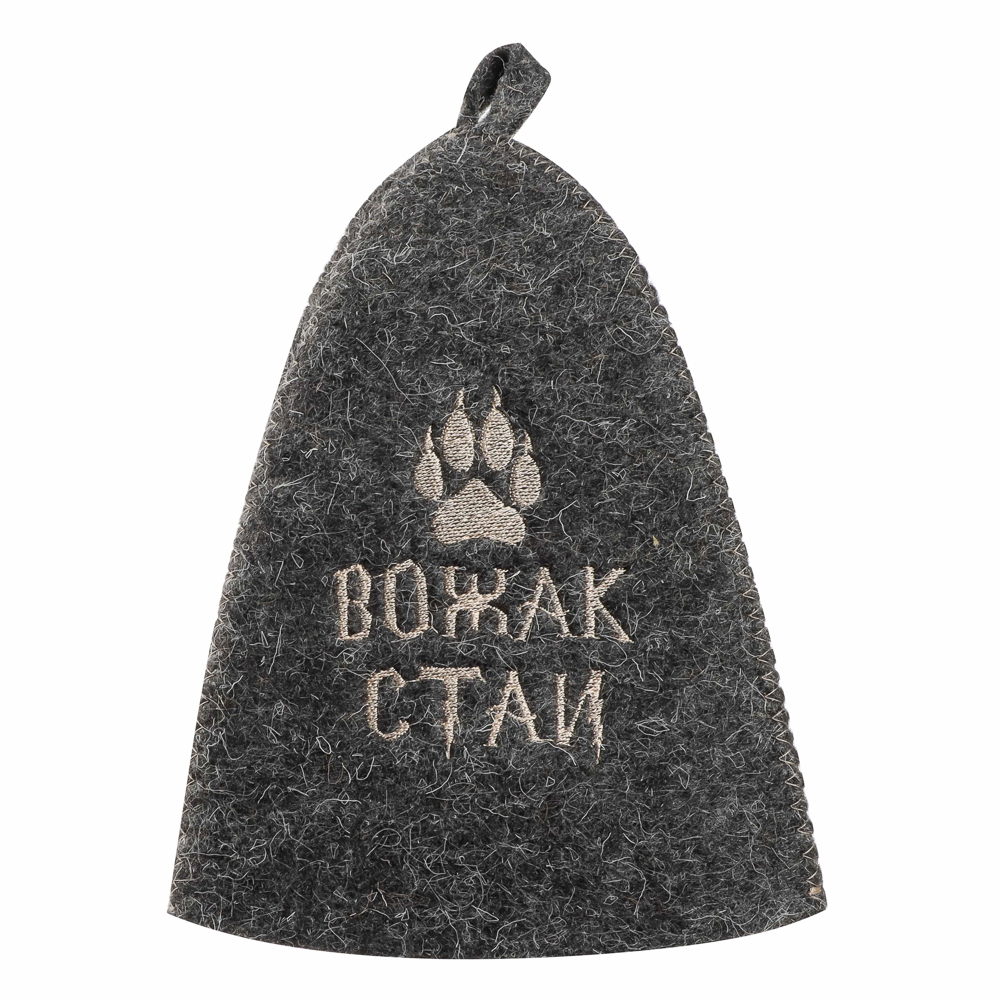 Шапка банная с вышивкой 3 диз. Амонд в асс., войлок серый/белый, арт.№ 364-275