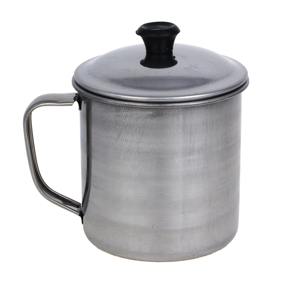 Кружка туристическая с крышкой тм РУССО ТУРИСТО, 0,22л., 8,2х7,3 см, 410-я нерж.сталь, арт.№ 123-064