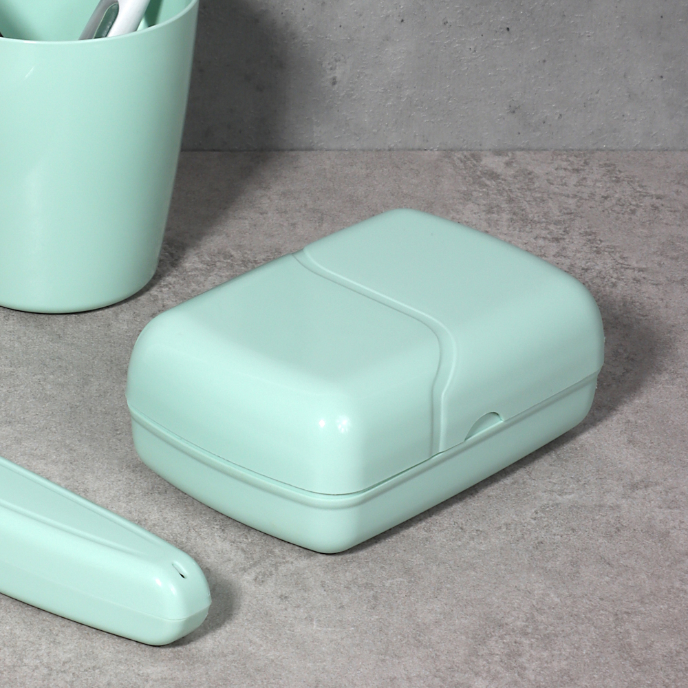 Мыльница, Волна, 77х11х45, пластик, мятный, арт.№ 463-447