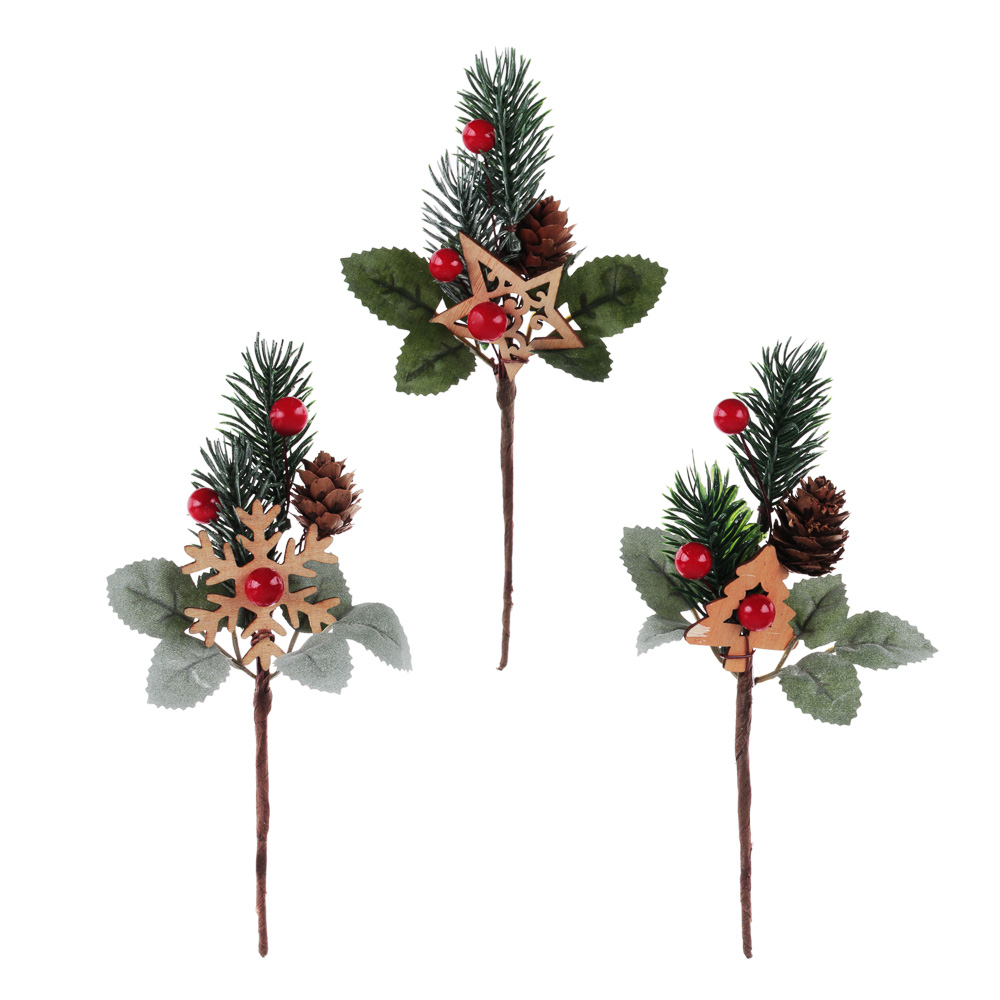 СНОУ БУМ Украшение декоративное в виде веточки, пластик, дерево, 20x10см, 3 вида, арт.№ 353-089