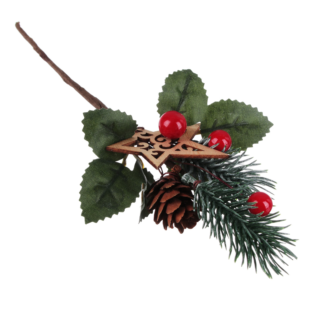 СНОУ БУМ Украшение декоративное в виде веточки, пластик, дерево, 20x10см, 3 вида, арт.№ 353-089