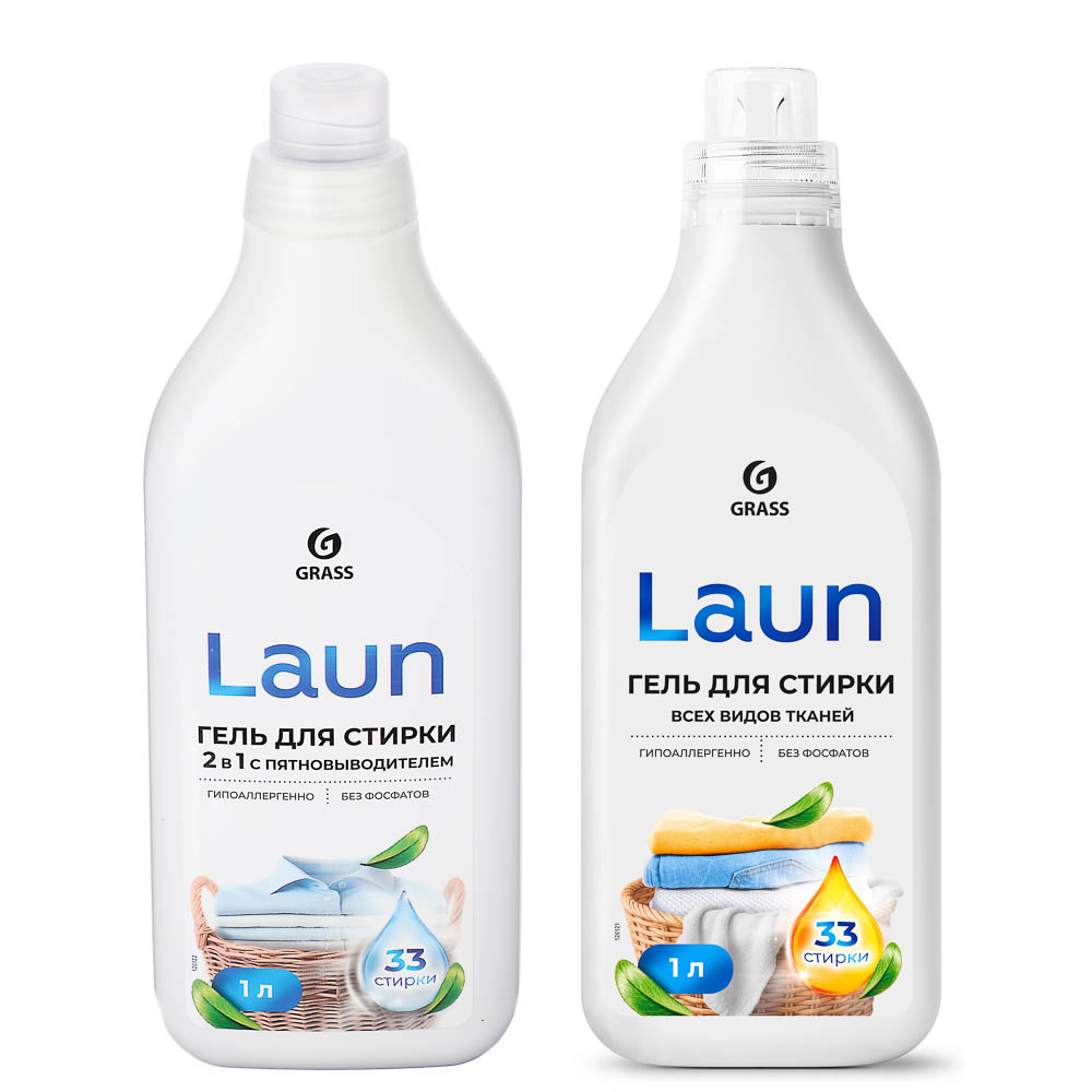 Гель для стирки 2в1 с пятновыводителем Laun Grass, 1л, арт.№ 955-003