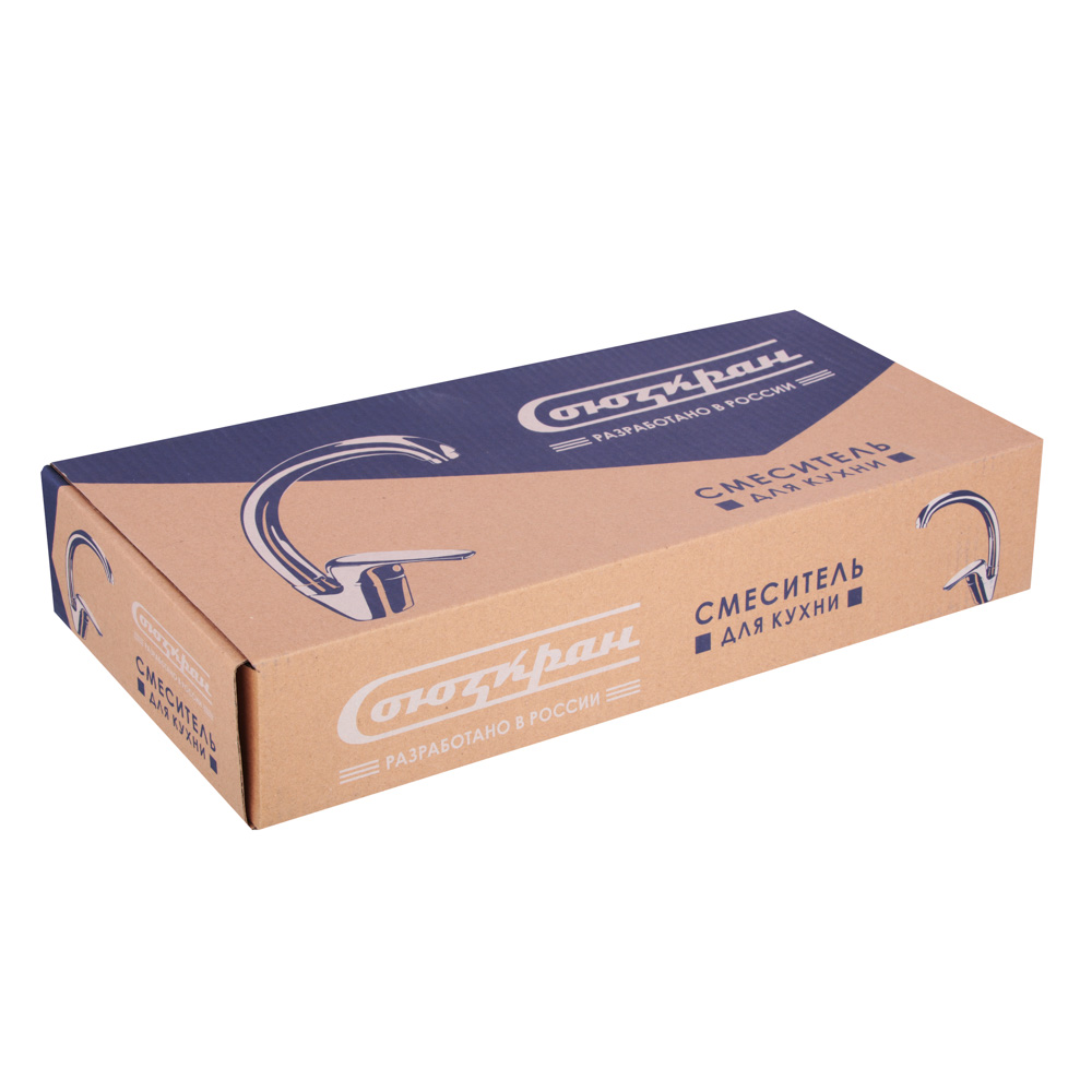 СоюзКран Смеситель для кухни, гибкий излив, керам. картридж 40мм, хром, цинк, SK01-F128, арт.№ 567-079