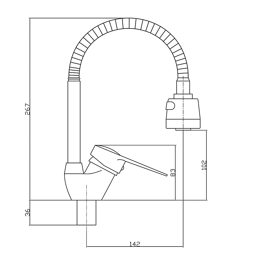 СоюзКран Смеситель для кухни, гибкий излив, керам. картридж 40мм, хром, цинк, SK01-F128, арт.№ 567-079