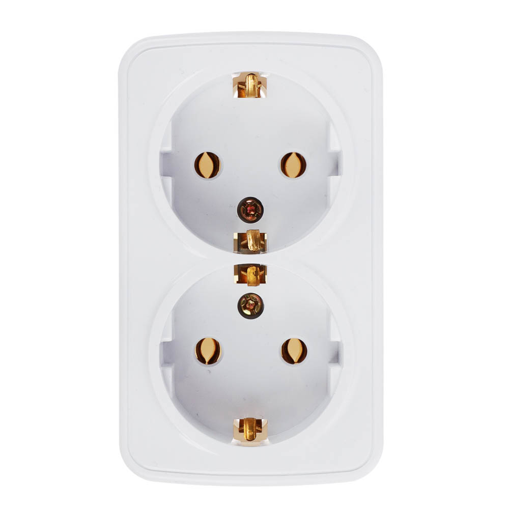 Розетка двойная открытой установки с заз. Intro Polo/Quadro 2х2P+E Schuko 16А-250В, IP20, белая, арт.№ 904-145