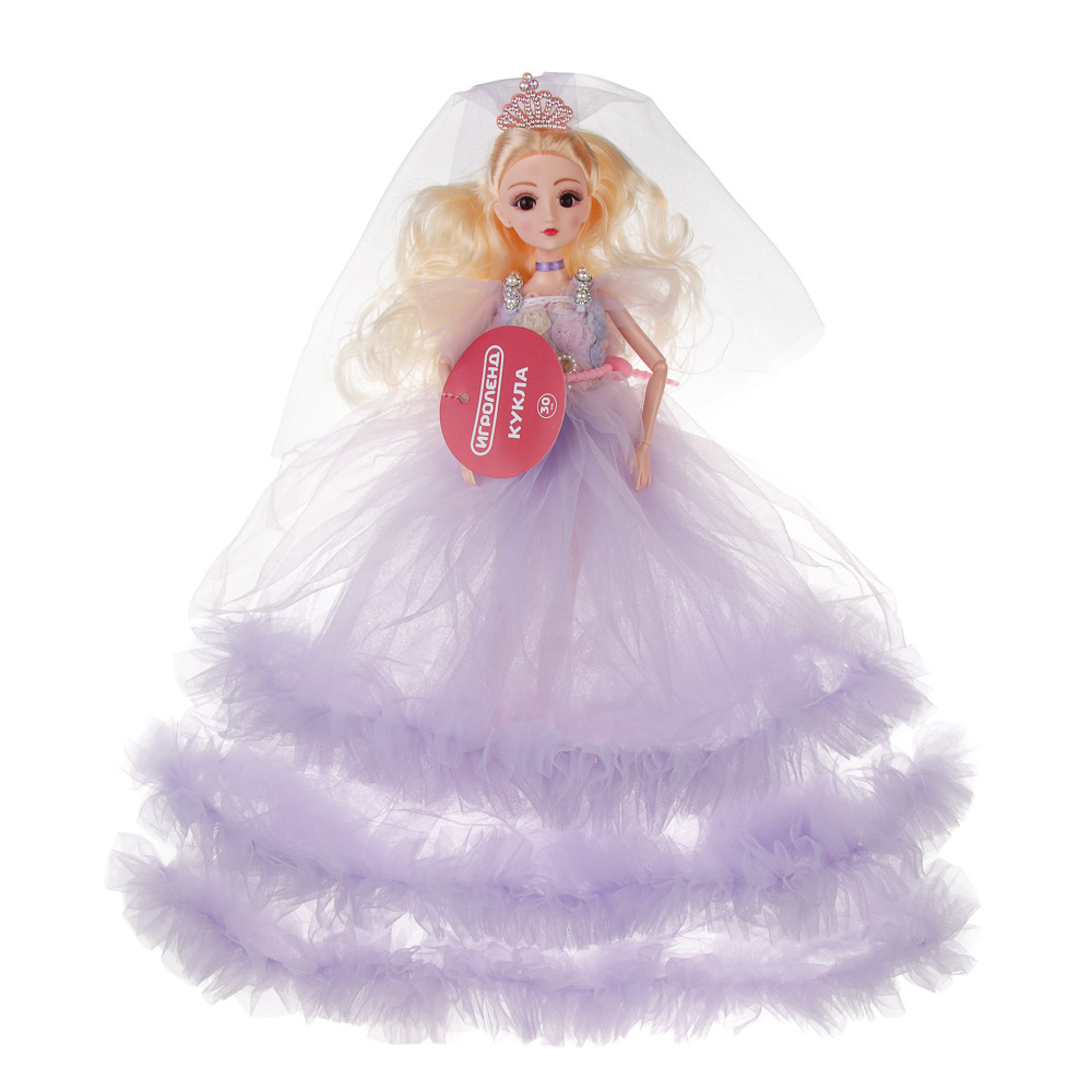 ИГРОЛЕНД Кукла в пышном свадебном наряде, 30см, пластик, полиэстер, 4-8 цветов, арт.№ 267-741
