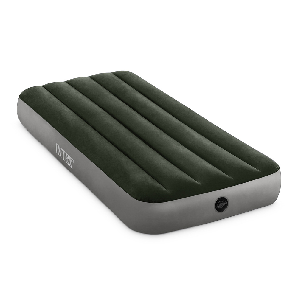 INTEX Матрас надувной DOWNY BED TWIN, (fiber-tech), насос на батарейках, 99x191x25см, ПВХ, 64777, арт.№ 108-056