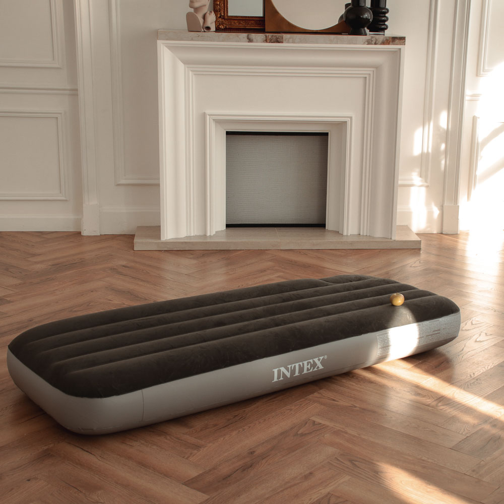 INTEX Матрас надувной DOWNY AIRBED, встроенный ножной насос, 191x76x25см, до 136кг, 64760, арт.№ 108-059