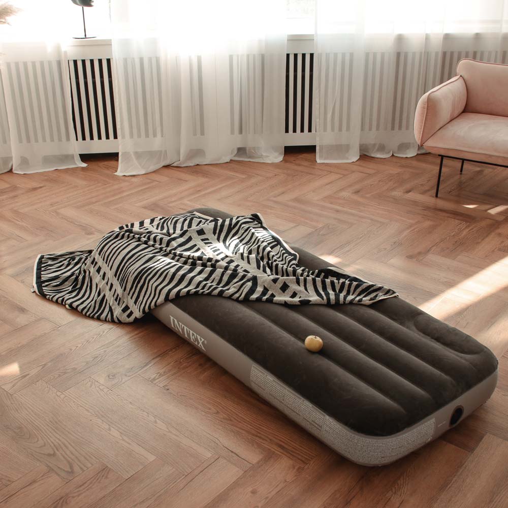 INTEX Матрас надувной DOWNY AIRBED, встроенный ножной насос, 191x76x25см, до 136кг, 64760, арт.№ 108-059