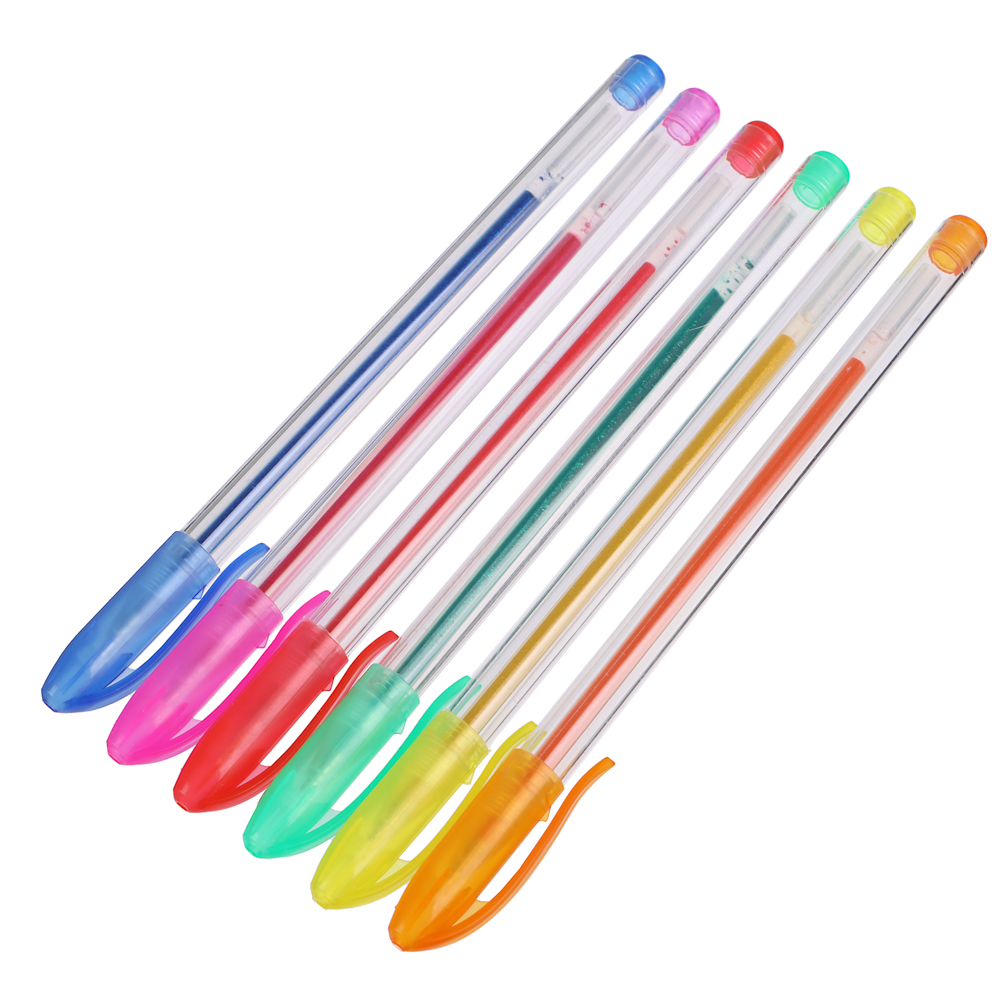 Набор гелевых ручек ClipStudio 6 цветов с блестками, наконечник 0,7 мм, в ПВХ пенале с подвесом, арт.№ 614-052