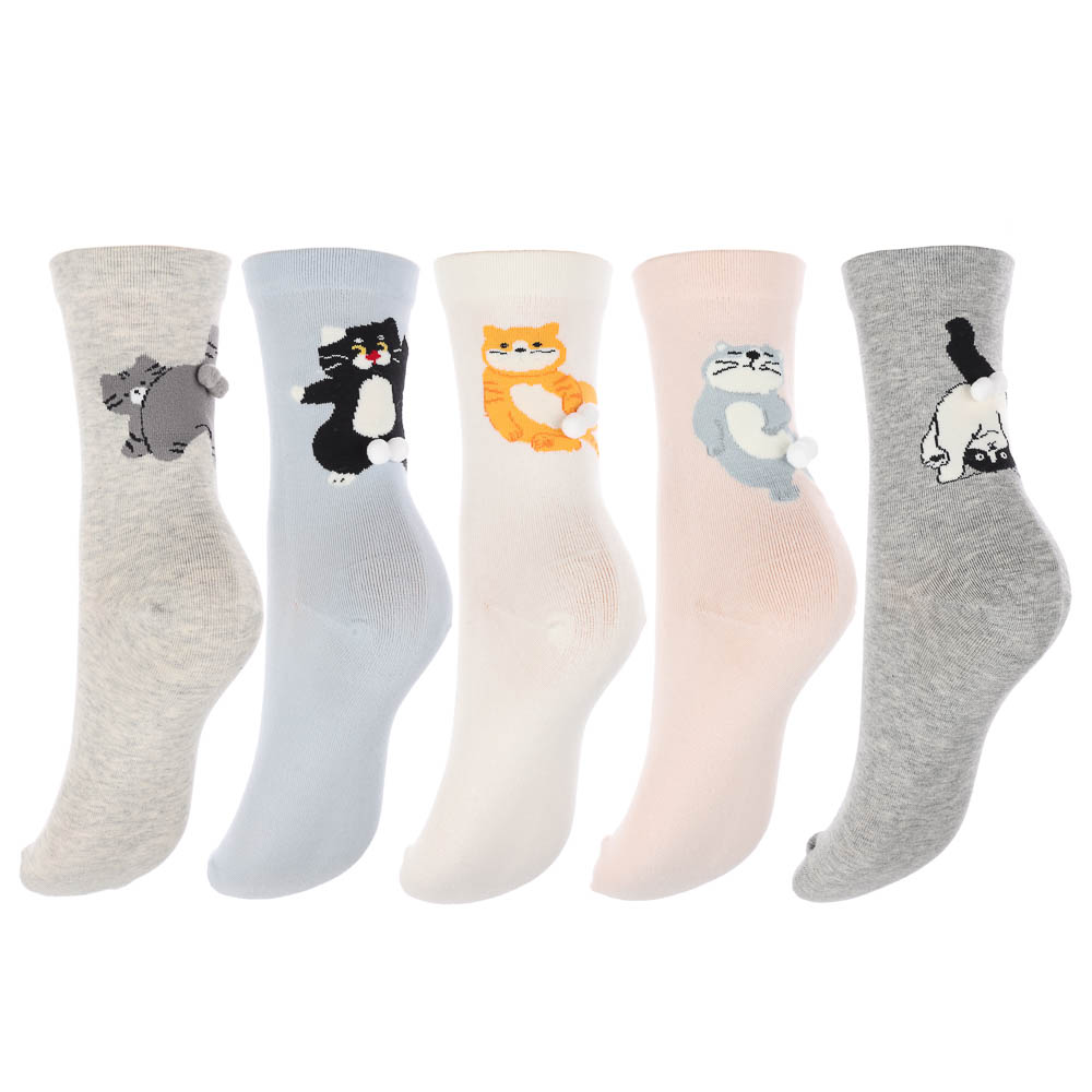 Носки универсальные с декором, тм Turkan, р. 36-41, 90%хлопок, 8% п/а, 2%лайкра,разноцветные, R0326, арт.№ 019-579