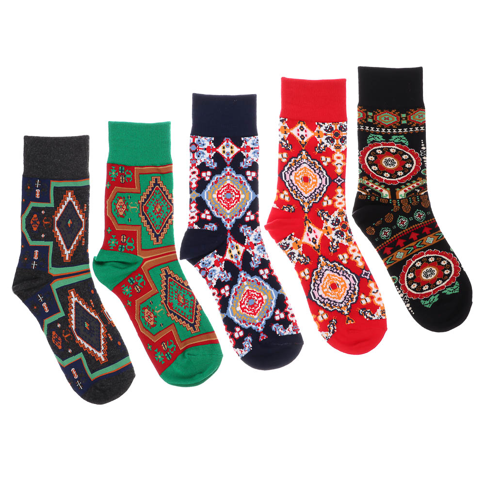 Носки универсальные с рисунком, тм Turkan, р. 40-46, 90% хлопок, 8%п/а, 2% эластан, разноцветные, арт.№ 019-580