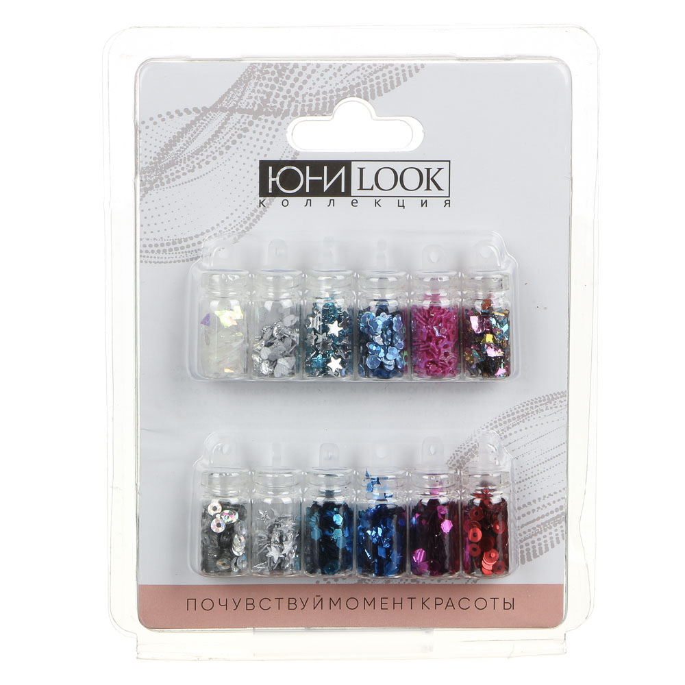 ЮНИLOOK Декор для дизайна ногтей в баночках "Фигурки", 12шт, микс дизайнов, арт.№ 357-141