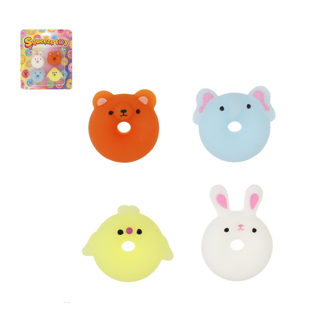 Игрушка антистресс "Пончики-малышки", набор, 4шт, 16х13,5cм, TPR, микс, арт.№ 297-188