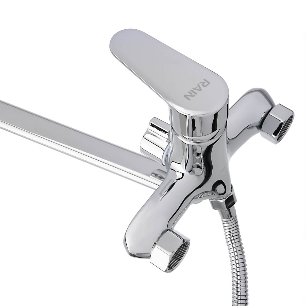 RAIN Смеситель для ванны Гранат, прямой излив 35см, душ. набор, картридж 35мм, латунь, хром, арт.№ 561-331