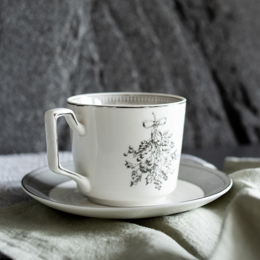 BY COLLECTION Сильвер Набор чайный 2 пр., 260мл, 15см, костяной фарфор, подарочная упаковка, арт.1, арт.№ 820-775