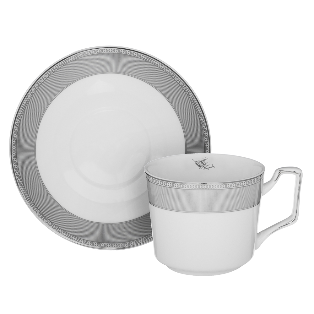 BY COLLECTION Сильвер Набор чайный 2 пр., 260мл, 15см, костяной фарфор, подарочная упаковка, арт.2, арт.№ 820-776