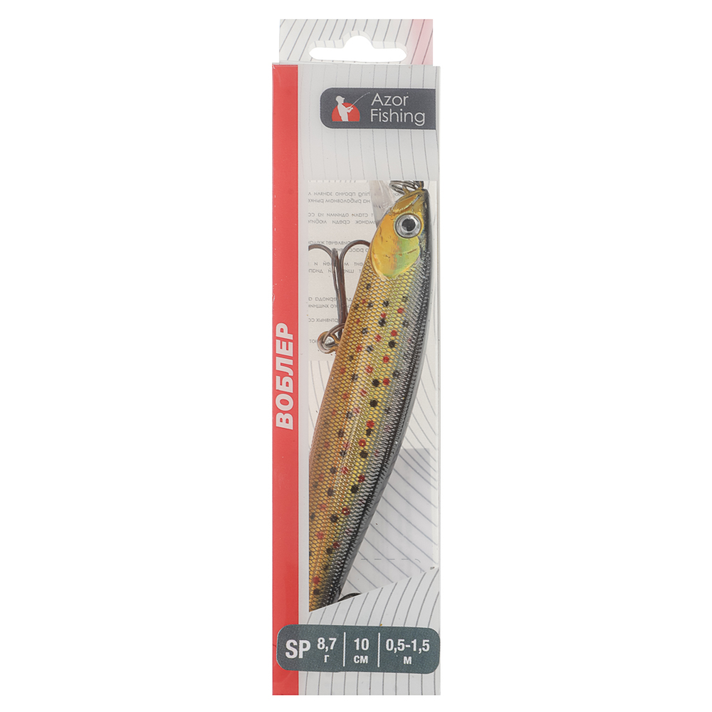 Воблер "Дэнсер Флэт Минноу" тм AZOR FISHING, F, 8,7гр, 100мм, 0,5-1,5м, 5 цветов, арт.№ 145-163