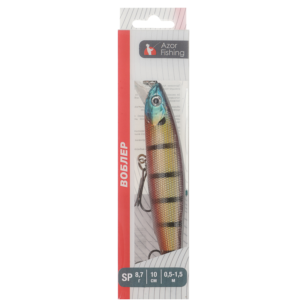 Воблер "Дэнсер Флэт Минноу" тм AZOR FISHING, F, 8,7гр, 100мм, 0,5-1,5м, 5 цветов, арт.№ 145-163
