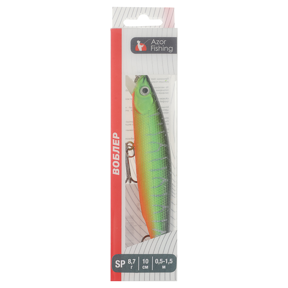 Воблер "Дэнсер Флэт Минноу" тм AZOR FISHING, F, 8,7гр, 100мм, 0,5-1,5м, 5 цветов, арт.№ 145-163