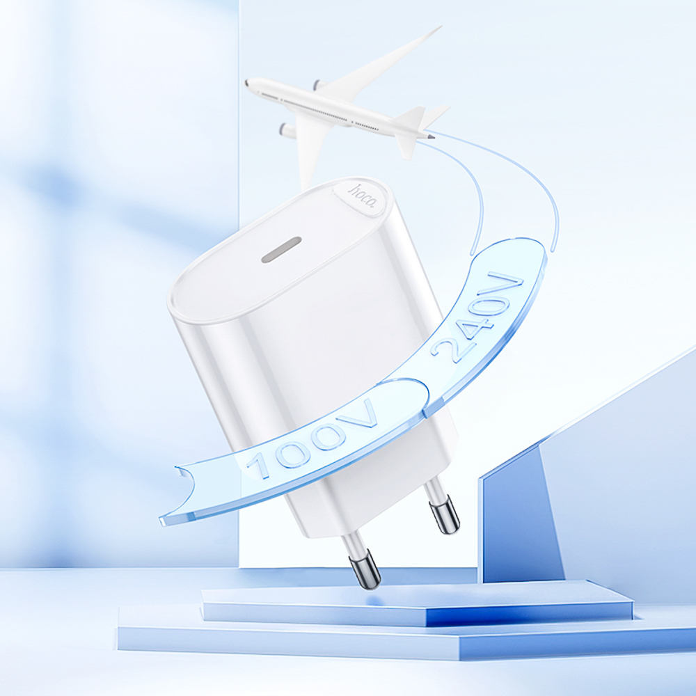 Сетевое зарядное устройство hoco. модель C109A, USB-С PD 20W, цвет: белый, арт.№ 916-278