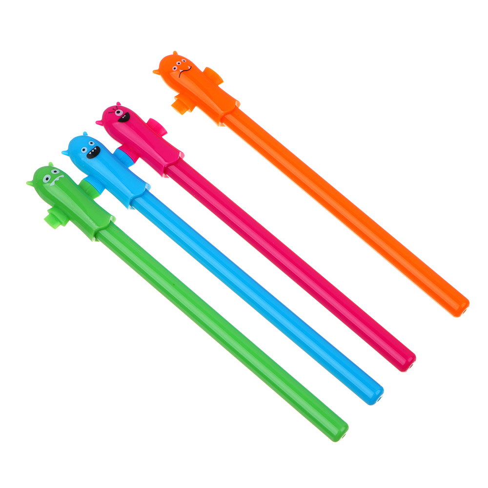 ЯЩЕРЫ Набор ручек шариковых синих, 4 цвета корпуса, наконечник в форме ящера, пластик, ПВХ бокс, арт.№ 524-231