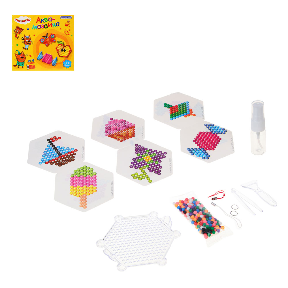 ИГРОЛЕНД Набор для творчества Аквамозаика, "ТРИ КОТА", PS, EVA, 11х10х2,5см, 2 дизайна, арт.№ 281-277