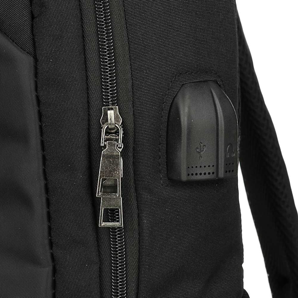 Рюкзак подростковый, 42x29x11см, ПЭ, 2отд,1карм, спинка с эргон.элем,мет.ручка,код.замок,USB,черный, арт.№ 254-348