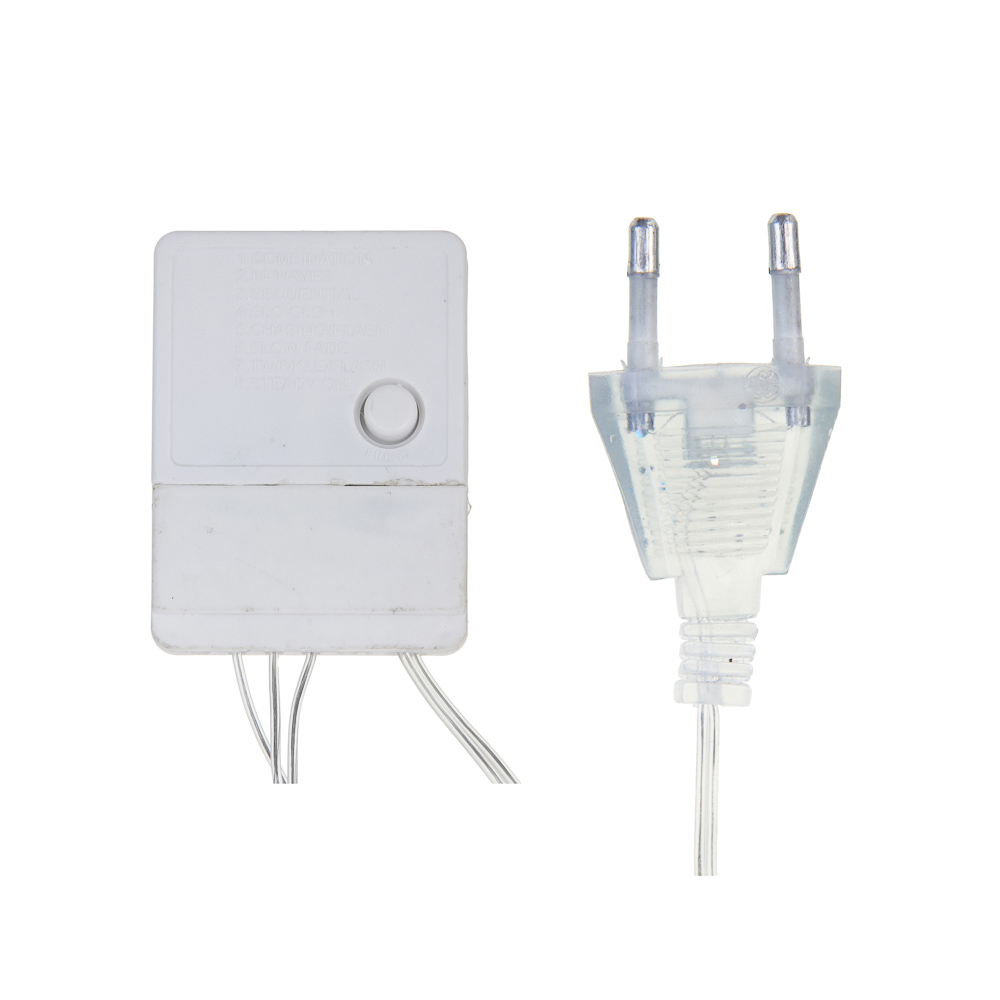 Гирлянда вьюн 20 м СНОУ БУМ, 120 LED ламп, розовое свечение (8 режимов), ПВХ прозрачный, 220В, арт.№ 384-193