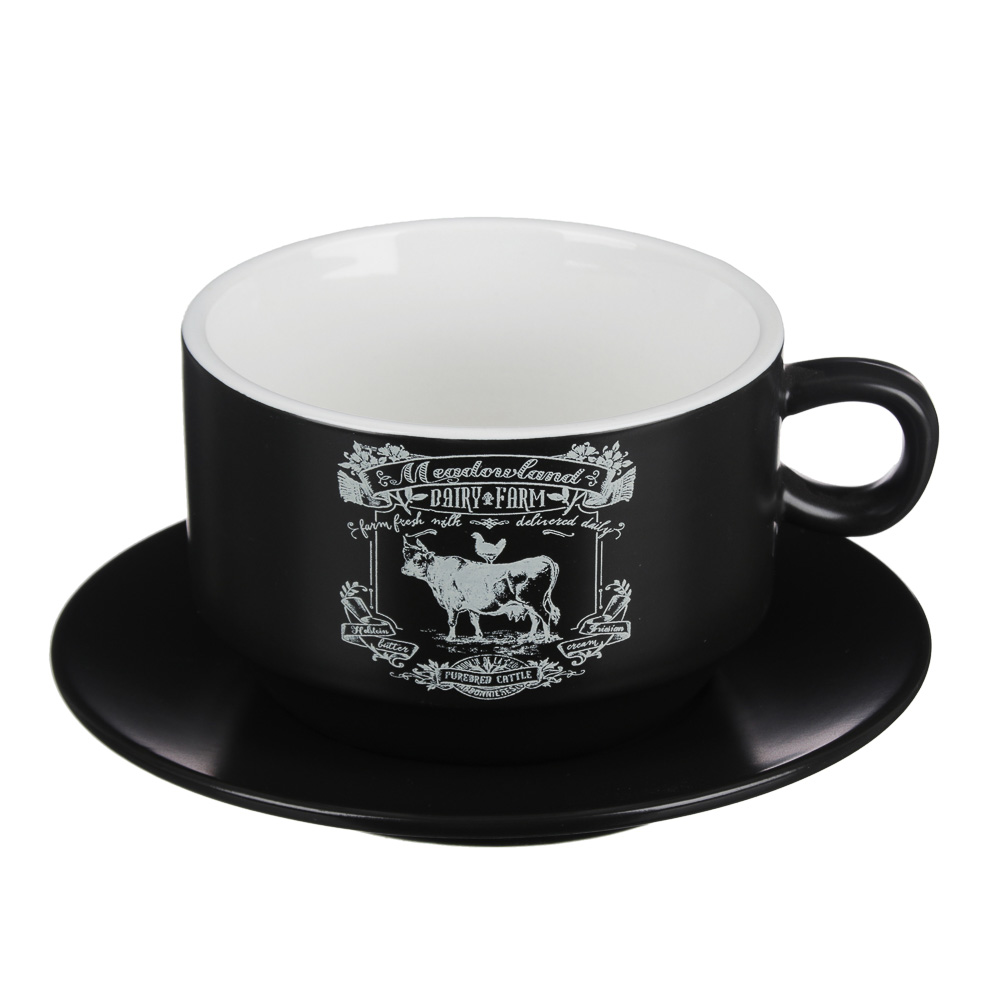 MILLIMI Ранчо Набор чайный 6 пр. на метал. подст, 16х16х24,5см, чаш. 260мл, блюд. 15см, керамика, арт.№ 824-448