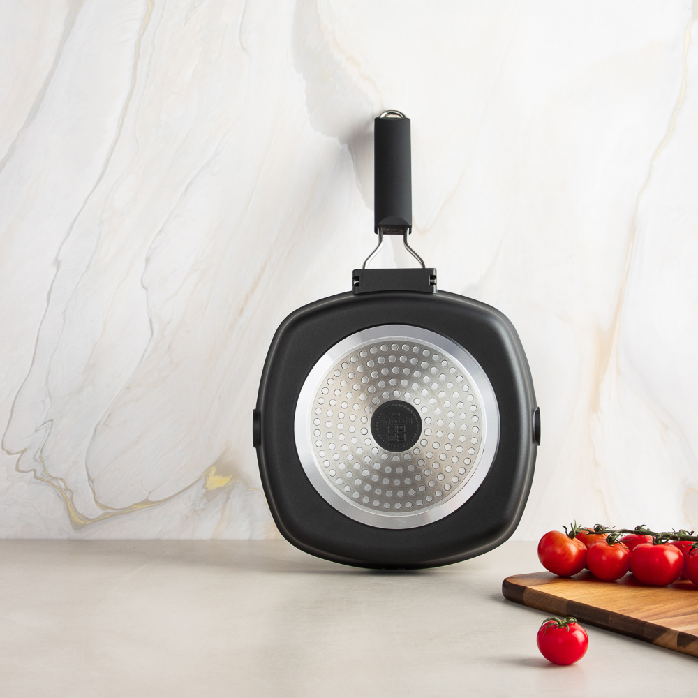 SATOSHI Кобальт Сковорода-гриль литая а/приг. покр. Мрамор, 24х24см, индукция, складная ручка, арт.№ 846-384