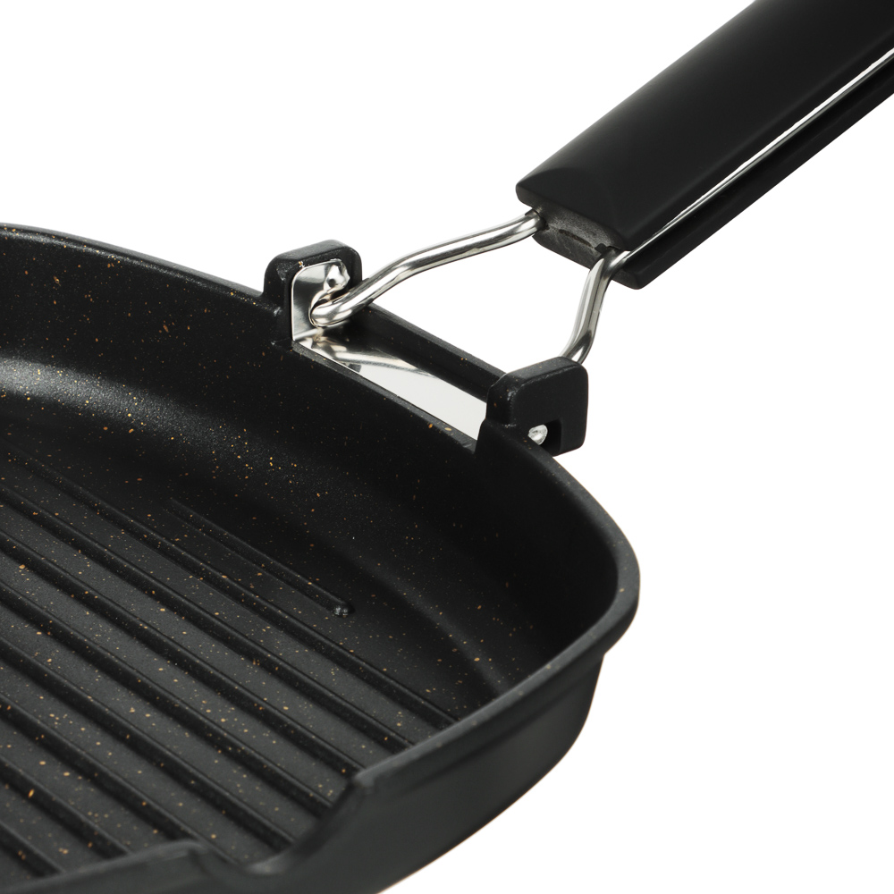 SATOSHI Кобальт Сковорода-гриль литая а/приг. покр. Мрамор, 24х24см, индукция, складная ручка, арт.№ 846-384