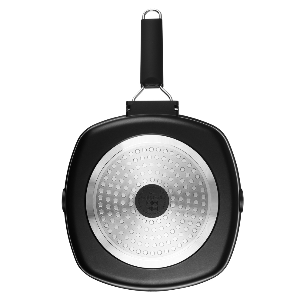 SATOSHI Кобальт Сковорода-гриль литая а/приг. покр. Мрамор, 24х24см, индукция, складная ручка, арт.№ 846-384