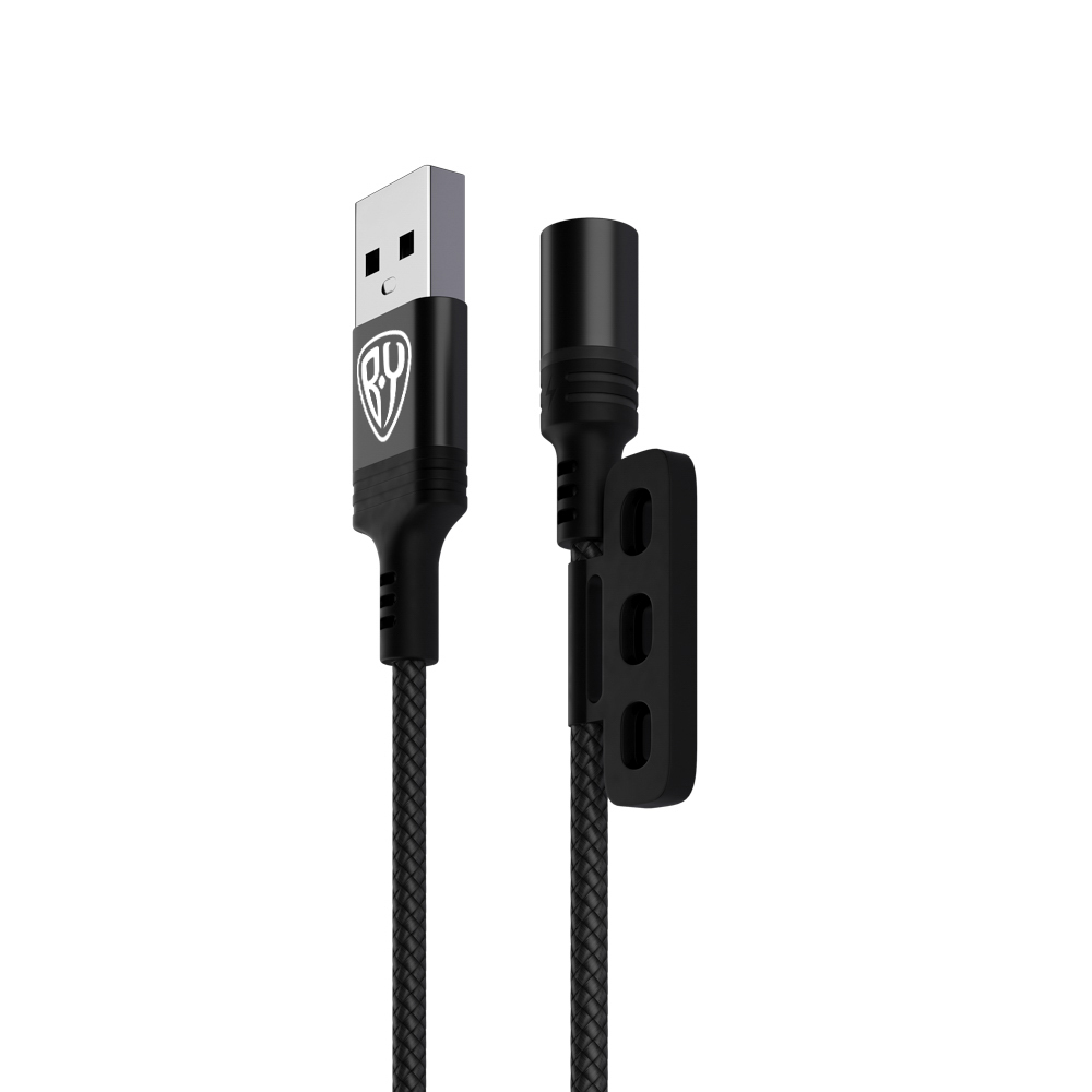 Кабель для зарядки 3в1 iP/microUSB/Type-C BY Магнитный, 1м, 2.1А, черный, арт.№ 470-051