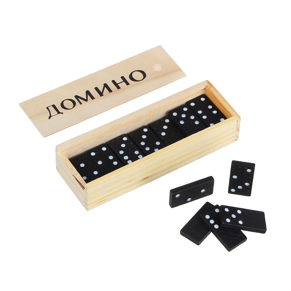 LDGames Домино дерево, в деревянном пенале 15х5см, арт.№ 137-002