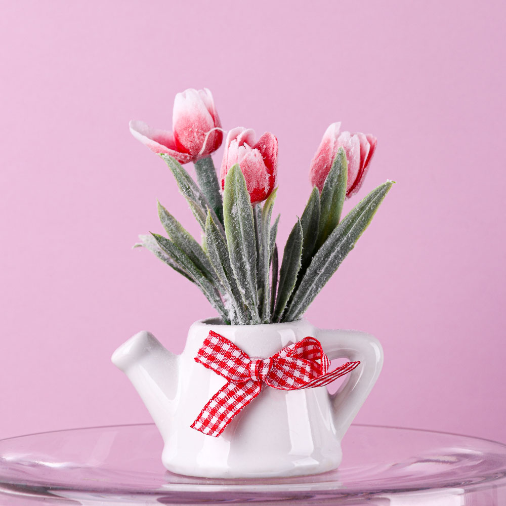 LADECOR Цветок в горшке Цветочная коллекция, пластик, полиэстер, 12х8х6 см, 2вида, 6 цветов, 1507-16, арт.№ 501-440