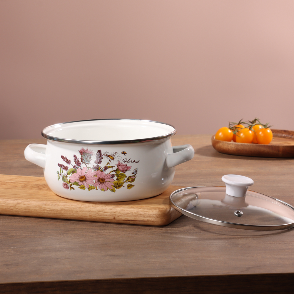 Набор мини-кастрюли 2шт.+салатник 1шт., с крышками, 6 пр (14/16/+14см, 0,7/1,1+0,7л) "Ботаника", арт.№ 894-011