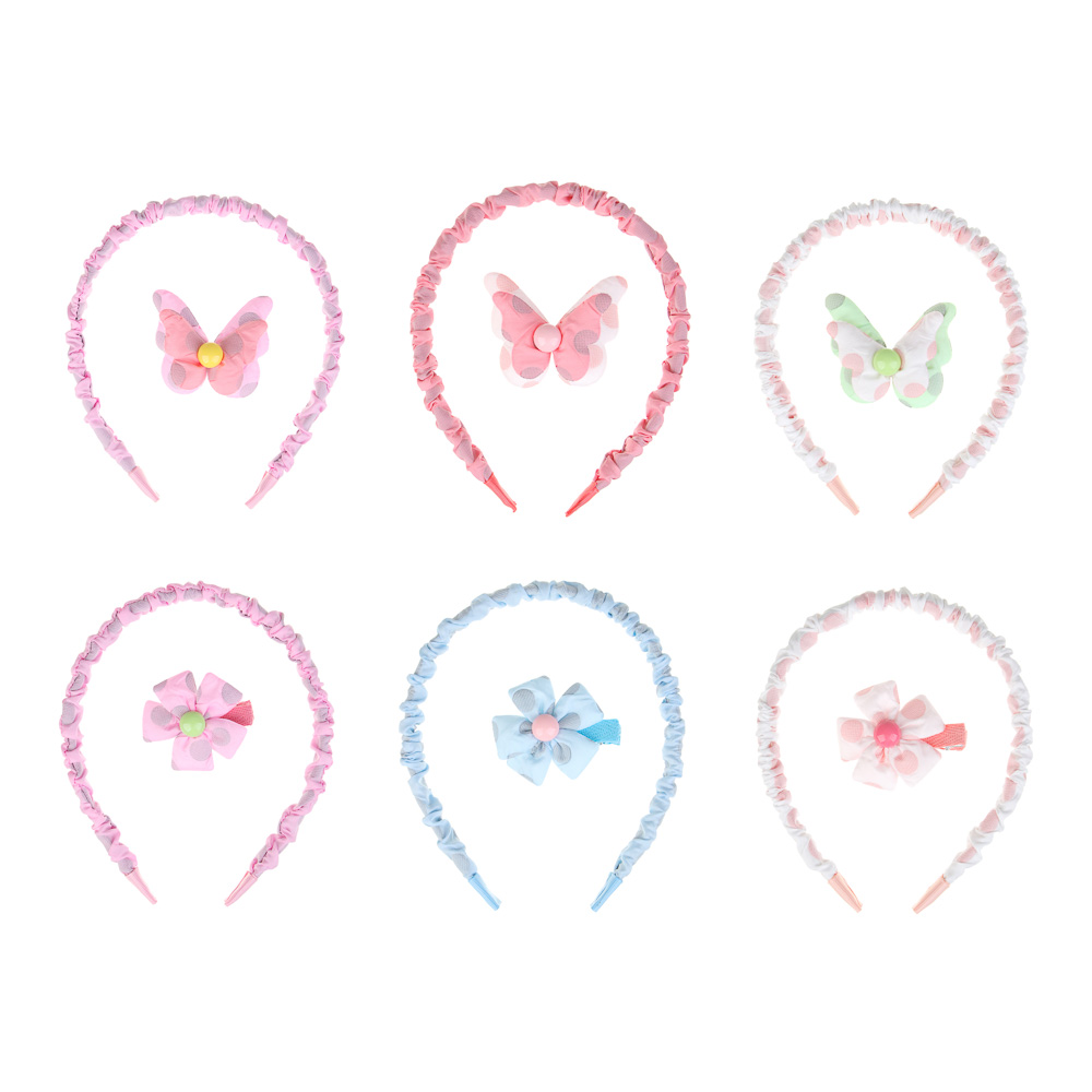 ЮНИLOOK Набор для волос 2 пр.: ободок 1,1см, зажим 4см, полиэстер, металл, пластик, 6 цв, ACS-110, арт.№ 323-041