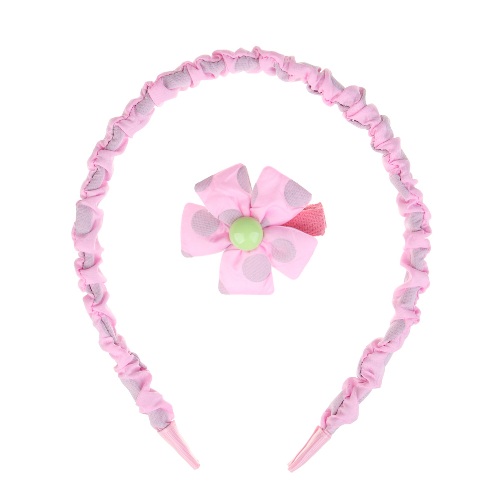 ЮНИLOOK Набор для волос 2 пр.: ободок 1,1см, зажим 4см, полиэстер, металл, пластик, 6 цв, ACS-110, арт.№ 323-041