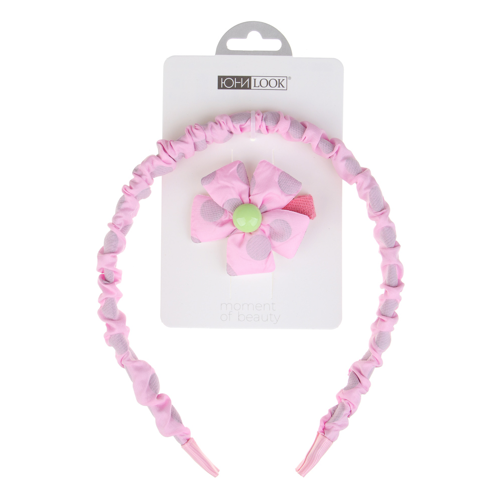 ЮНИLOOK Набор для волос 2 пр.: ободок 1,1см, зажим 4см, полиэстер, металл, пластик, 6 цв, ACS-110, арт.№ 323-041